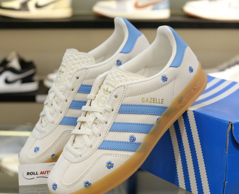 Giày Adidas Gazelle Indoor Cloud White Light Blue Gum Real