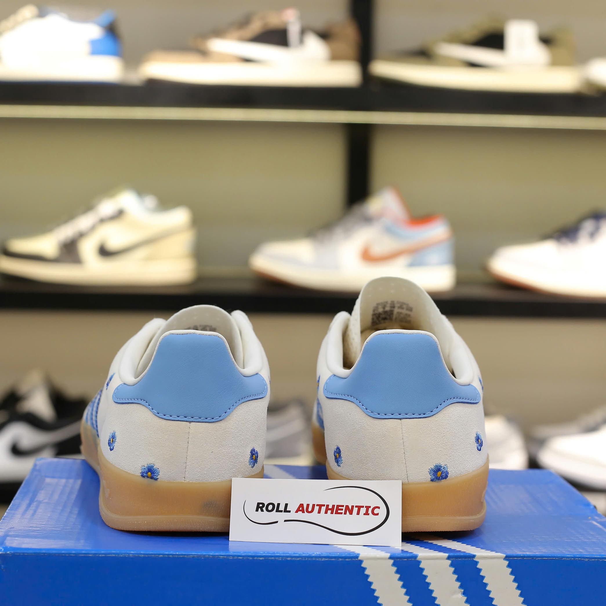 Giày Adidas Gazelle Indoor Cloud White Light Blue Gum Real