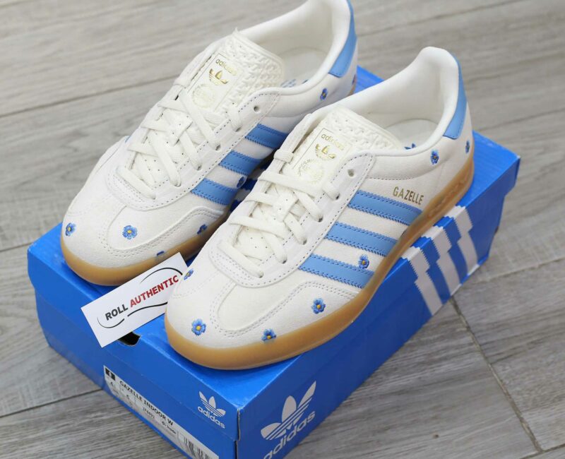 Giày Adidas Gazelle Indoor Cloud White Light Blue Gum Real