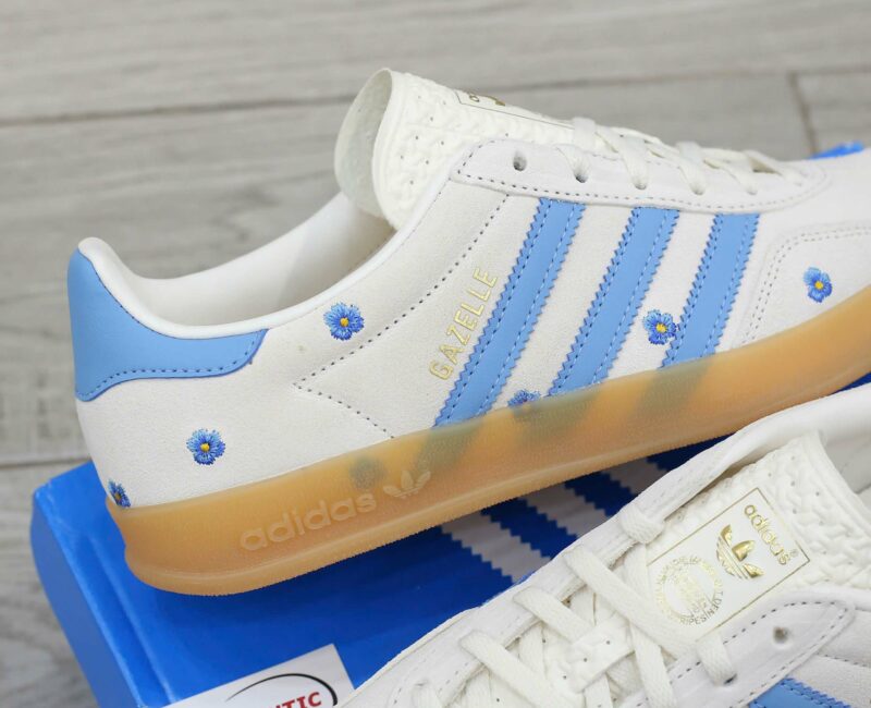 Giày Adidas Gazelle Indoor Cloud White Light Blue Gum Real