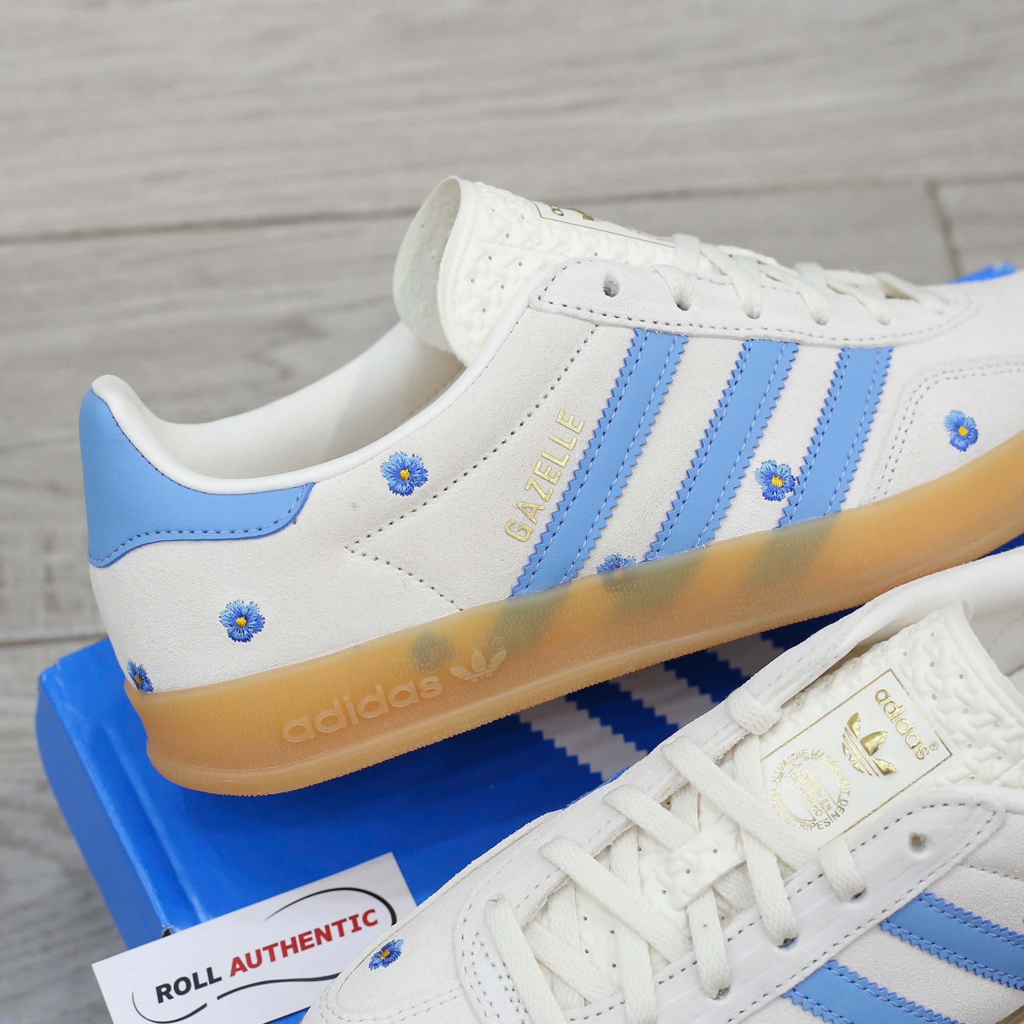 Giày Adidas Gazelle Indoor Cloud White Light Blue Gum Real