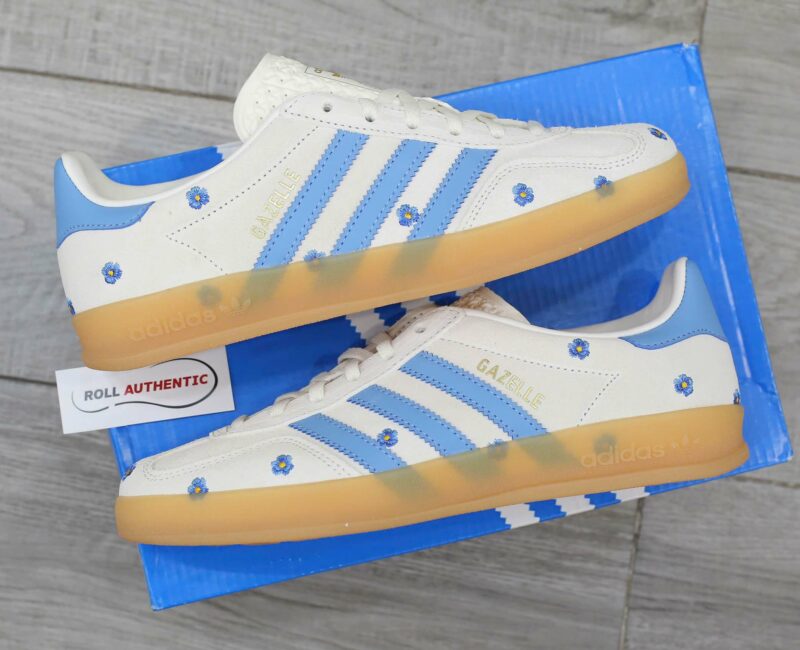 Giày Adidas Gazelle Indoor Cloud White Light Blue Gum Real