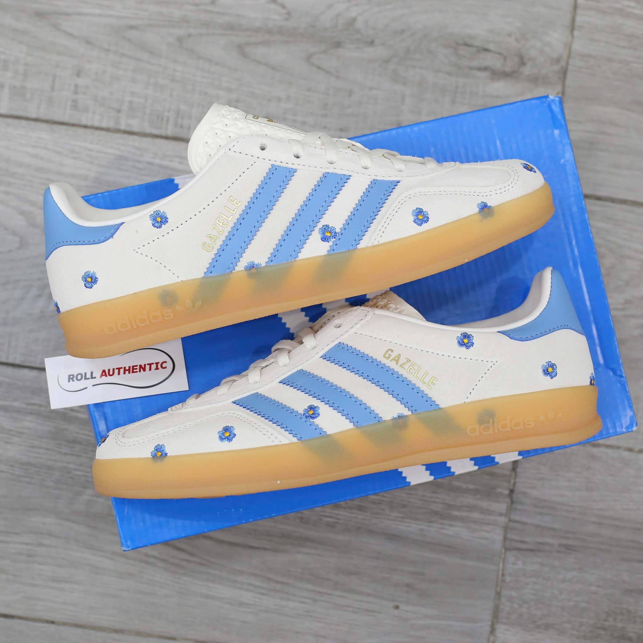 Giày Adidas Gazelle Indoor Cloud White Light Blue Gum Real