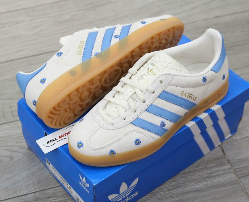 Giày Adidas Gazelle Indoor Cloud White Light Blue Gum Real