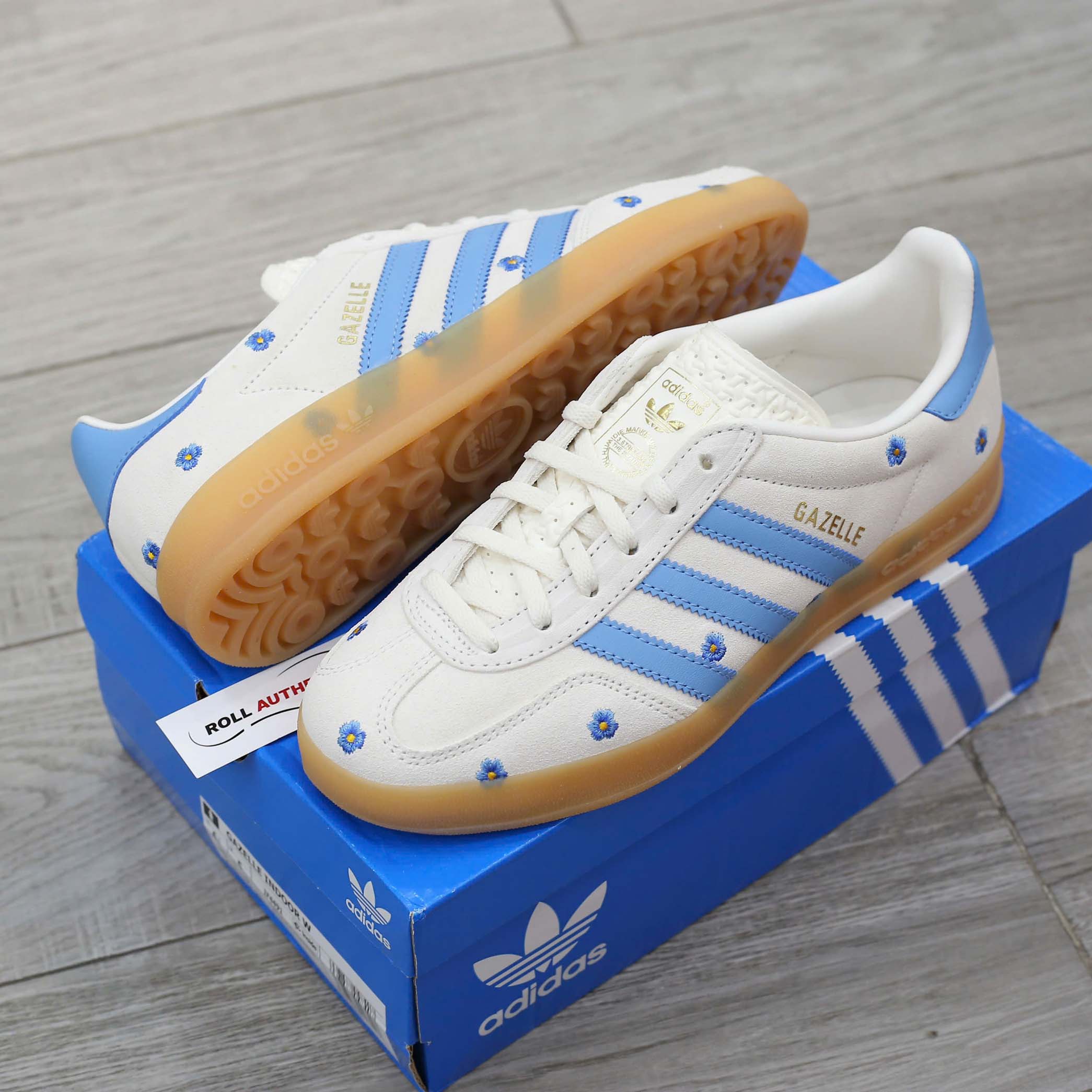 Giày Adidas Gazelle Indoor Cloud White Light Blue Gum Real