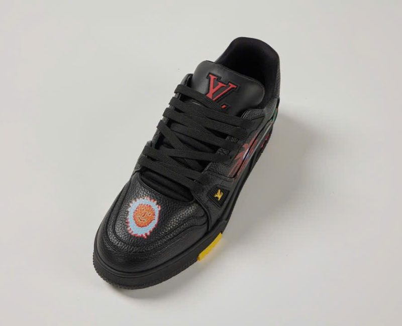 Giày Louis Vuitton x Yayoi Kusama LV Trainer Black Leather Best Quality