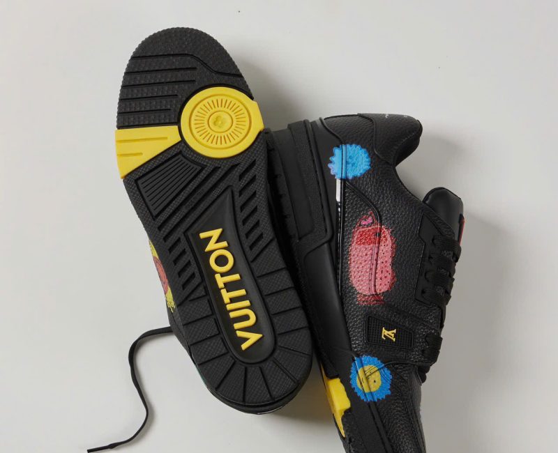 Giày Louis Vuitton x Yayoi Kusama LV Trainer Black Leather Best Quality