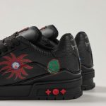Giày Louis Vuitton x Yayoi Kusama LV Trainer Black Leather Best Quality