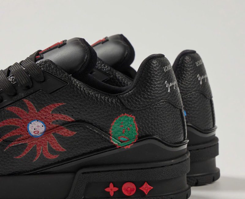 Giày Louis Vuitton x Yayoi Kusama LV Trainer Black Leather Best Quality