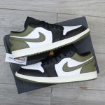 Giày Nike Air Jordan 1 Low GS 'Black Toe Medium Olive' Real