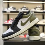Giày Nike Air Jordan 1 Low GS 'Black Toe Medium Olive' Real