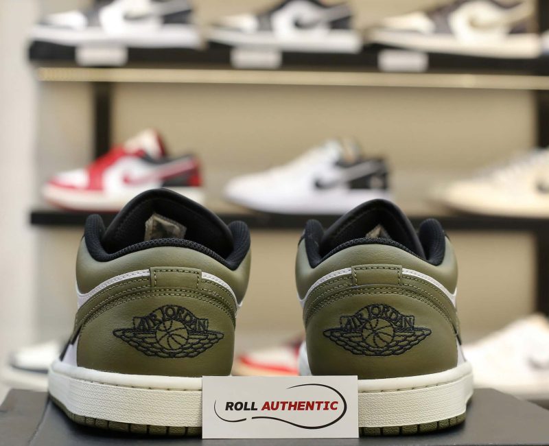 Giày Nike Air Jordan 1 Low GS 'Black Toe Medium Olive' Real