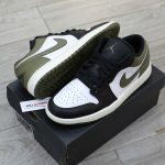 Giày Nike Air Jordan 1 Low GS 'Black Toe Medium Olive' Real