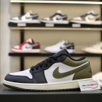 Giày Nike Air Jordan 1 Low GS 'Black Toe Medium Olive' Real