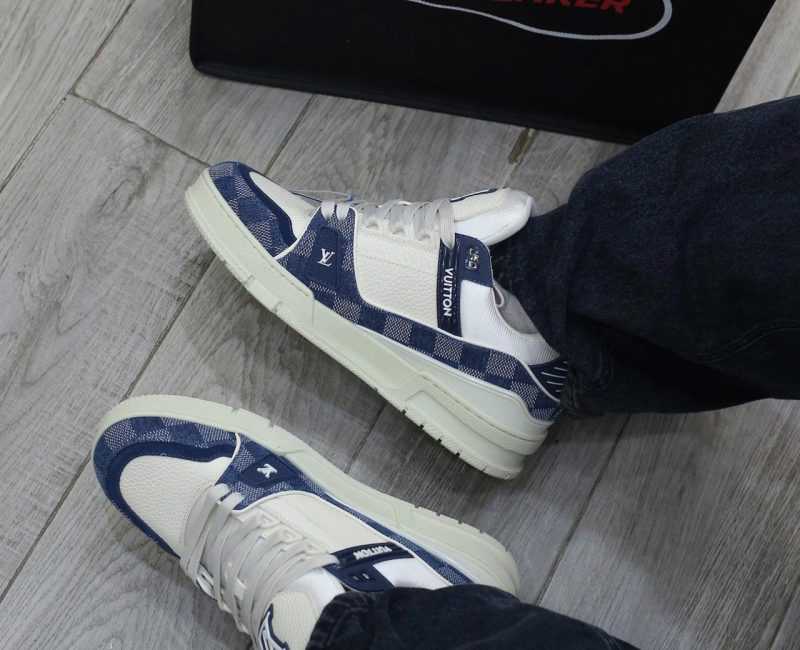 Onfeet Giày Louis Vuitton LV Trainer Damier Denim Blue Best Quality
