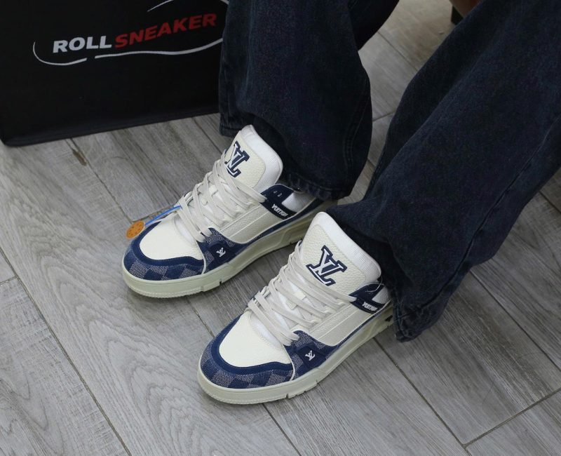Onfeet Giày Louis Vuitton LV Trainer Damier Denim Blue Best Quality