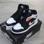 Giày Nike Air Jordan 1 Retro High OG Black White Real
