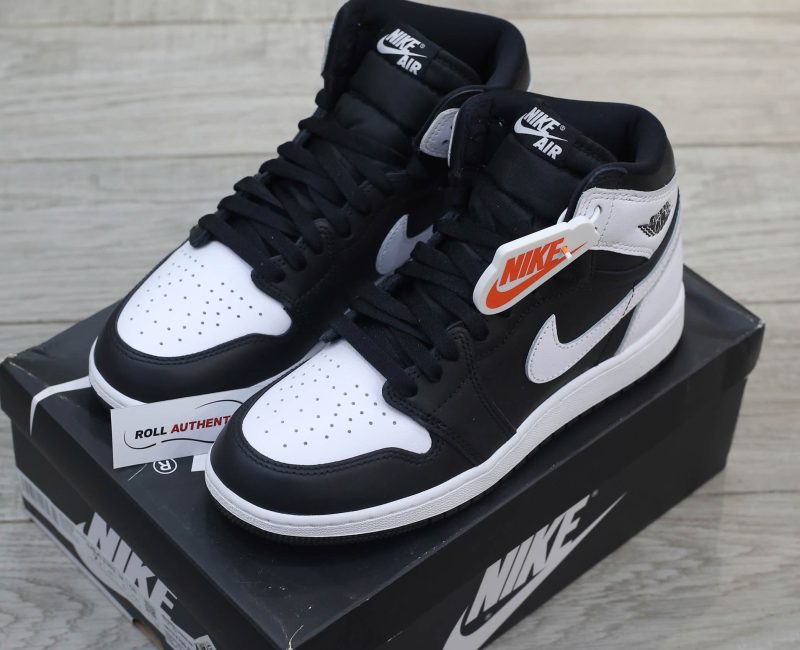 Giày Nike Air Jordan 1 Retro High OG Black White Real