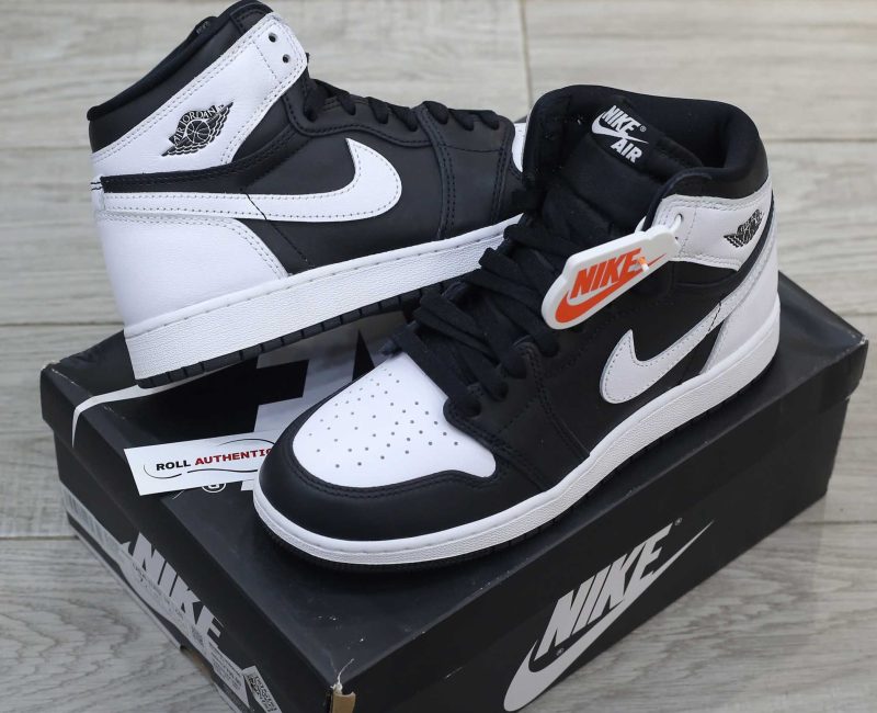 Giày Nike Air Jordan 1 Retro High OG Black White Real