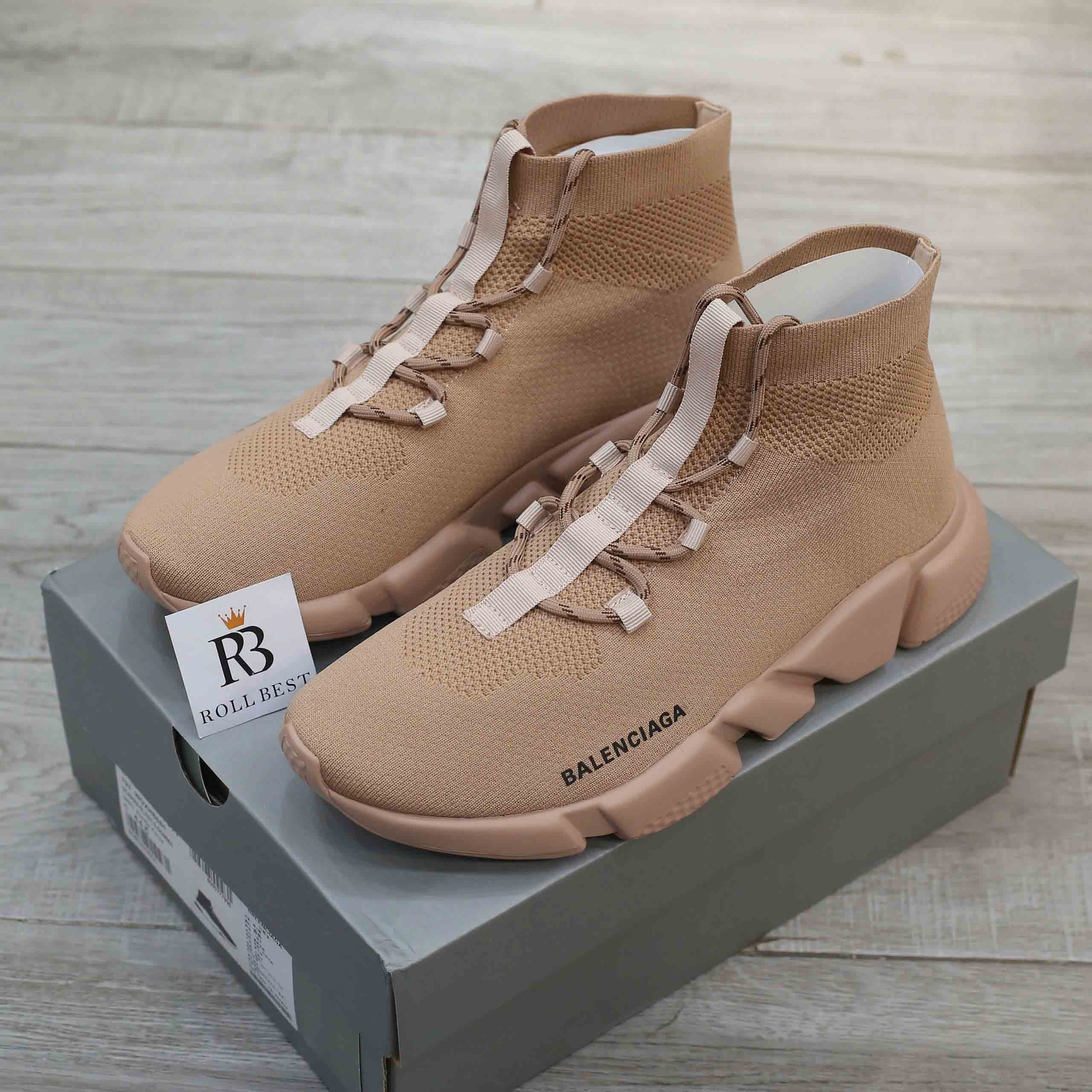 Giày Balenciaga Speed Lace Up Triple Beige Like Auth