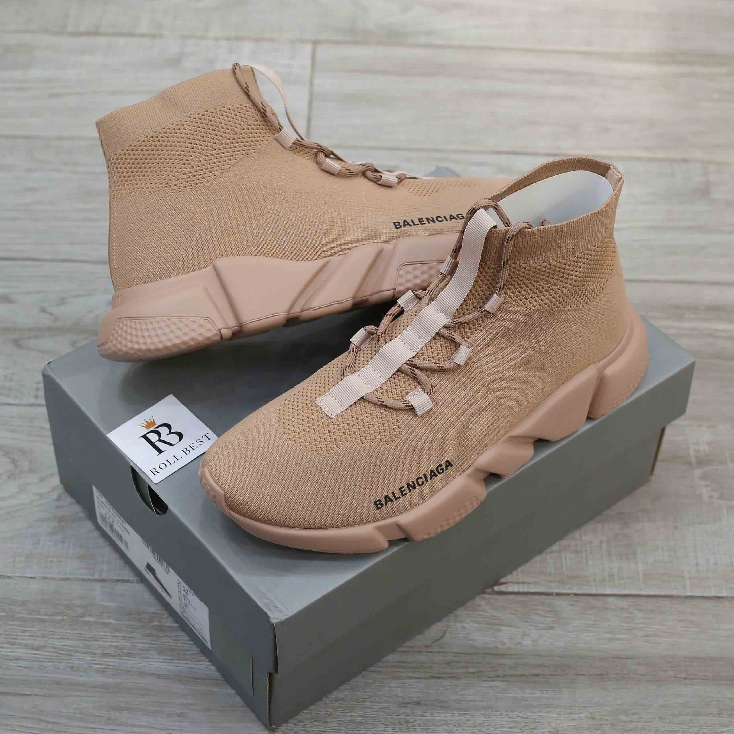 Giày Balenciaga Speed Lace Up Triple Beige Like Auth