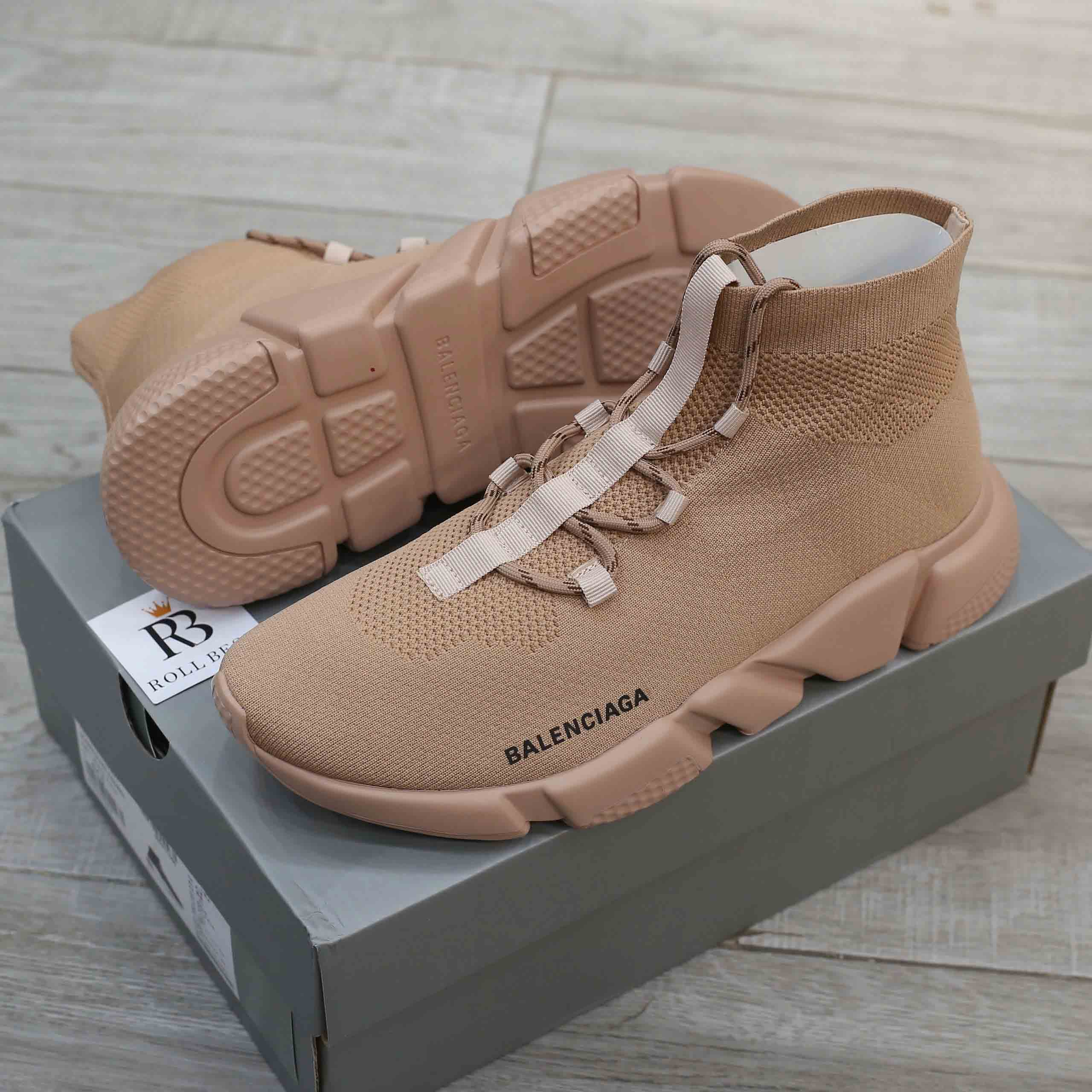 Giày Balenciaga Speed Lace Up Triple Beige Like Auth