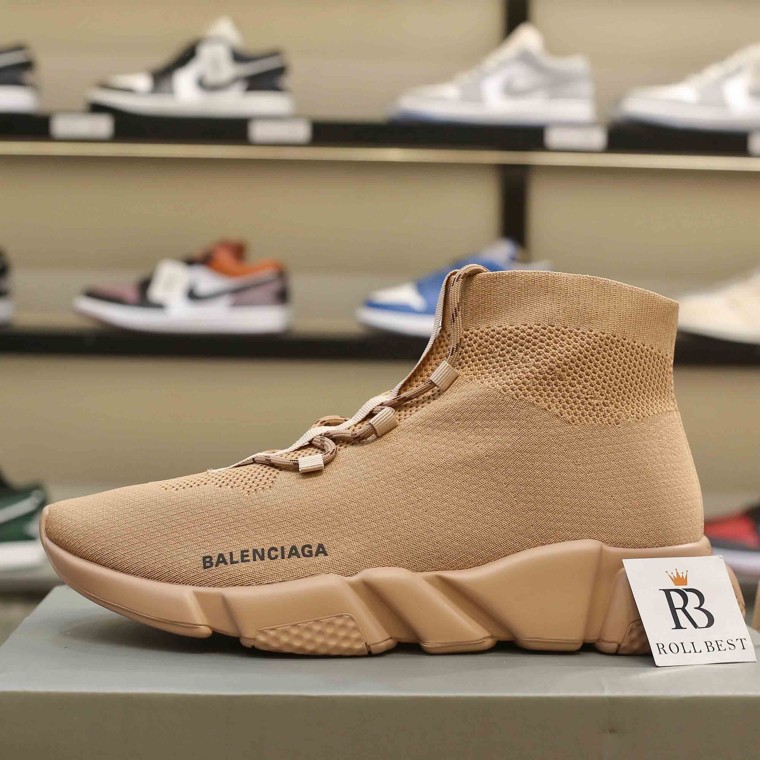 Giày Balenciaga Speed Lace Up Triple Beige Like Auth