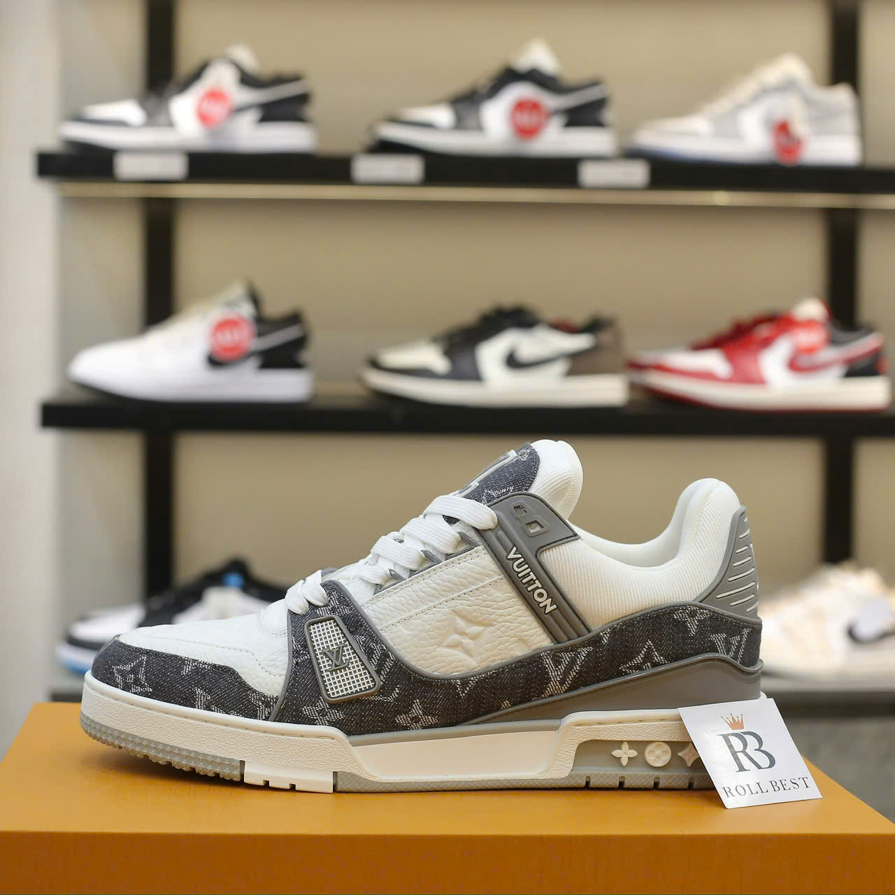 Giày Louis Vuitton LV Trainer Monogram Denim Grey Best Quality