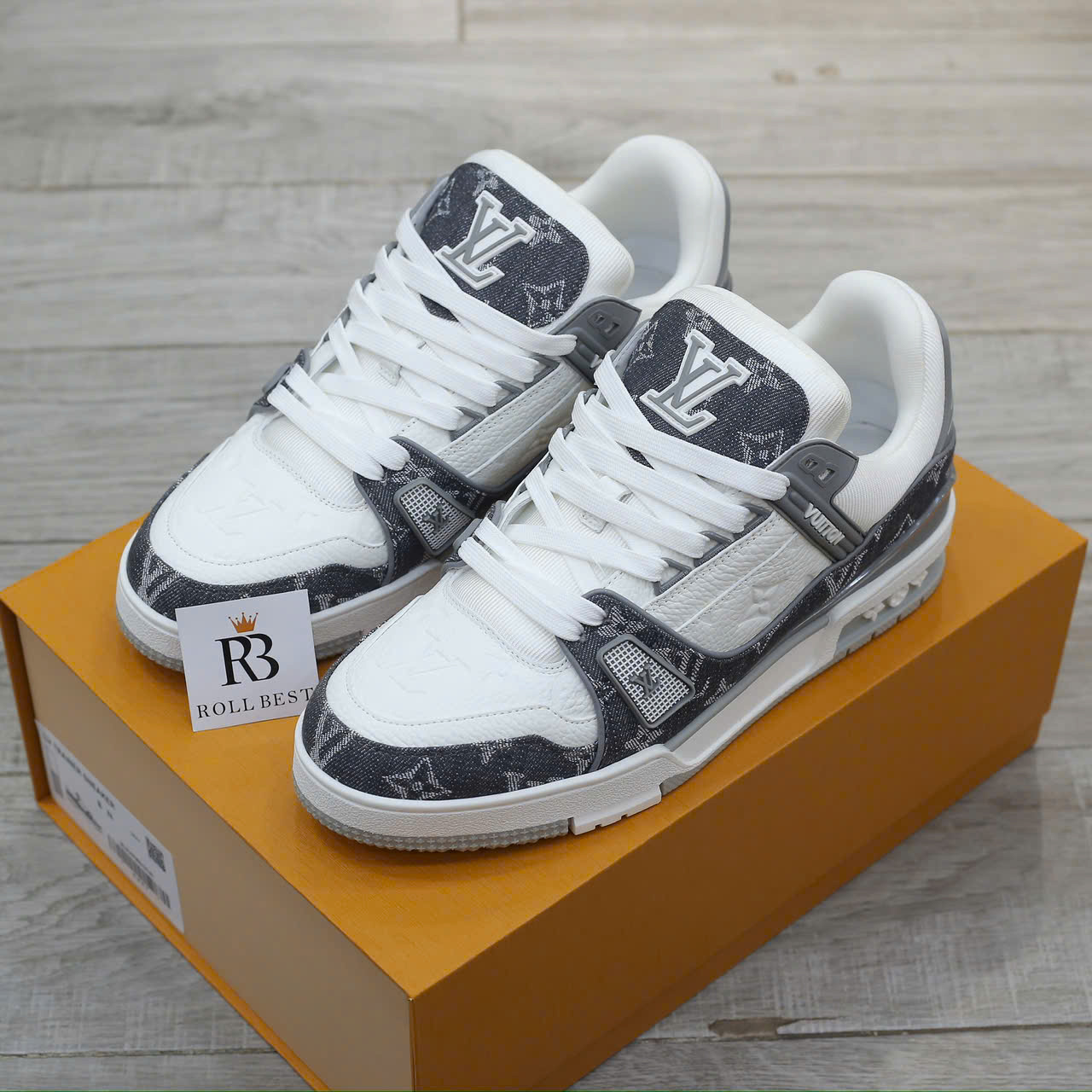 Giày Louis Vuitton LV Trainer Monogram Denim Grey Best Quality