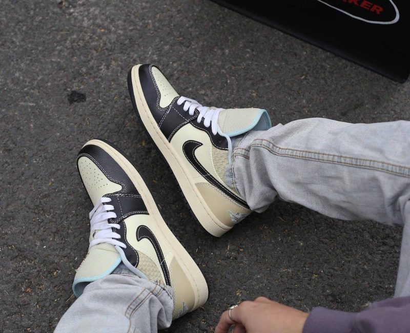 Onfeet Giày Nike Air Jordan 1 Low SE Coconut Milk Black Muslin Best Quality