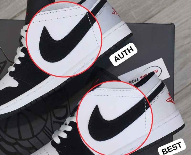 So sánh Jordan 1 Low SE White Fire Red Black Matte Silver