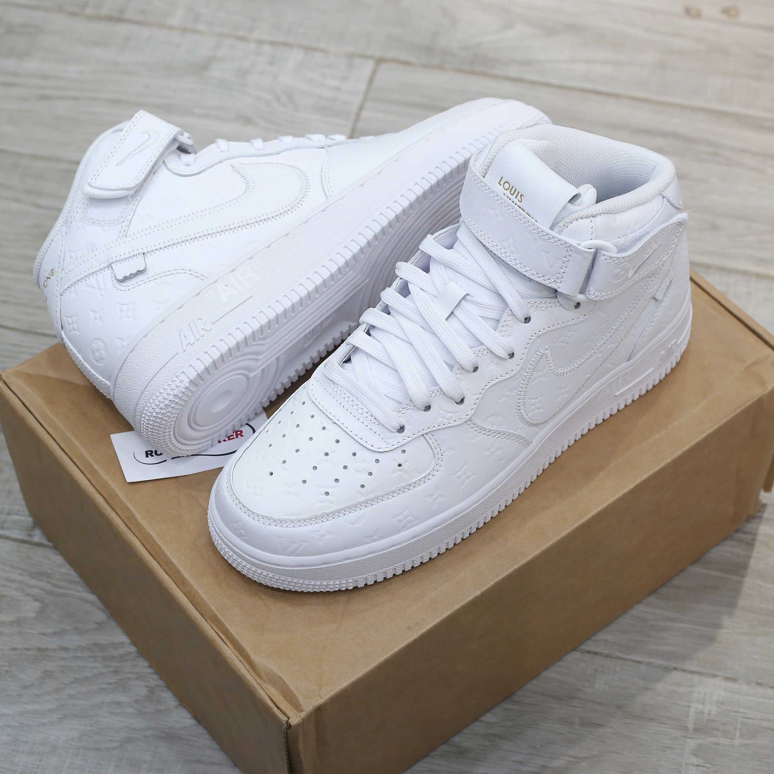 Giày Louis Vuitton x Nike Air Force 1 Mid By Virgil Abloh 'White' Best Quality