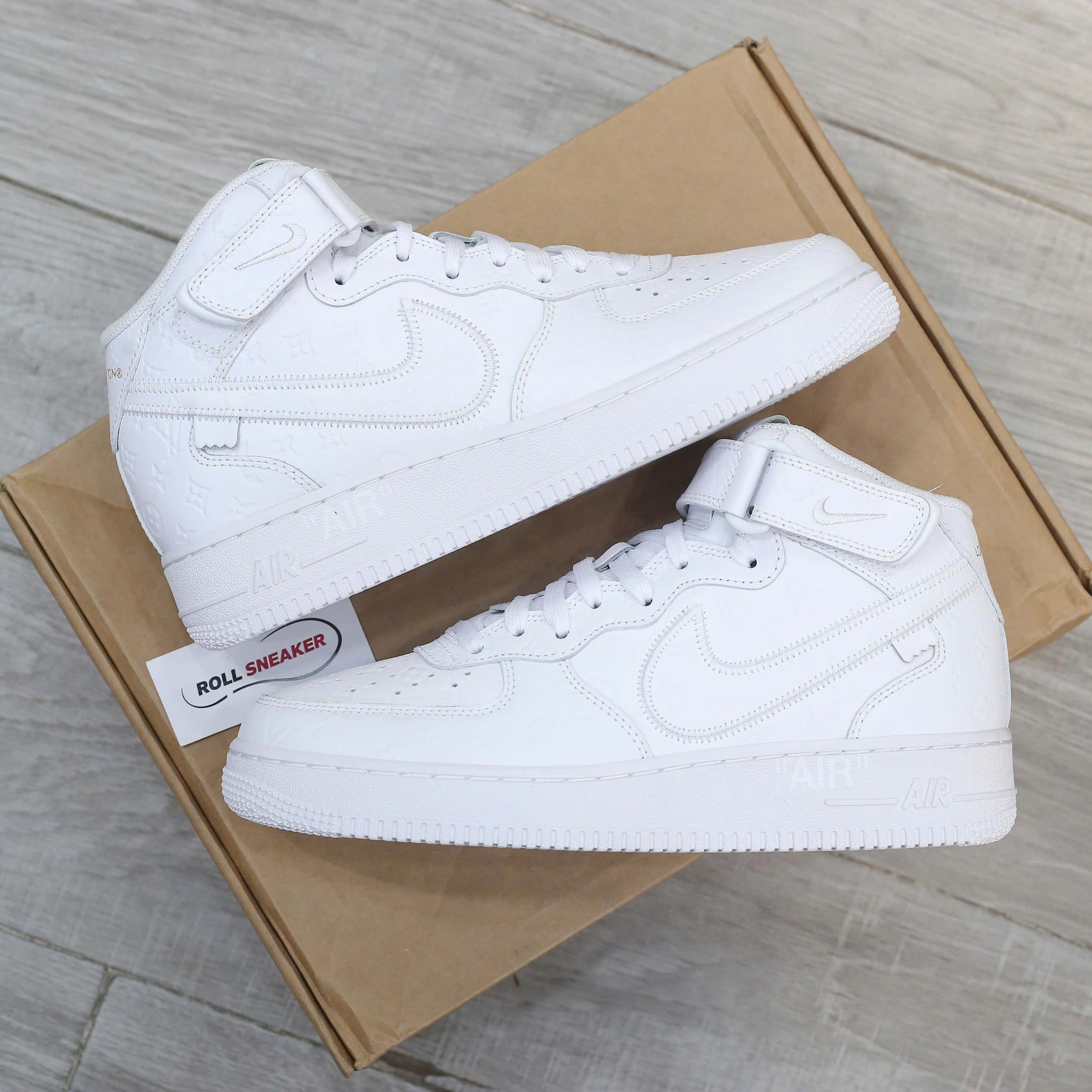 Giày Louis Vuitton x Nike Air Force 1 Mid By Virgil Abloh 'White' Best Quality