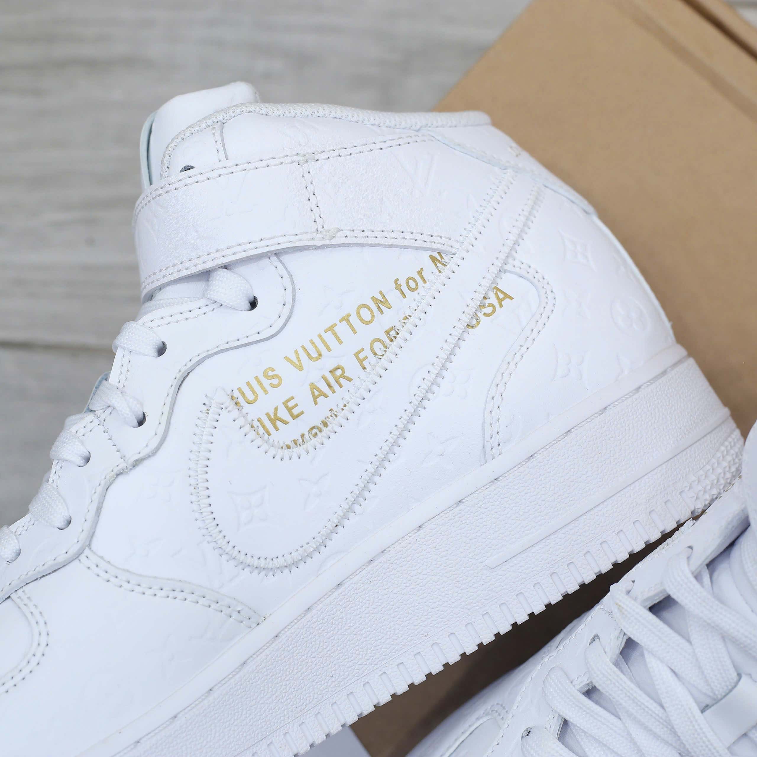 Giày Louis Vuitton x Nike Air Force 1 Mid By Virgil Abloh 'White' Best Quality