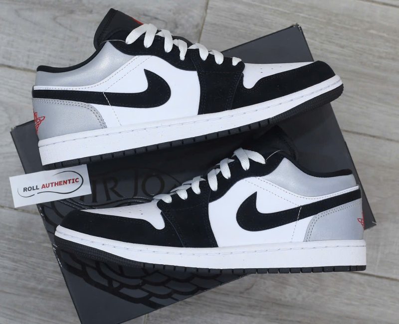 Giày Nike Air Jordan 1 Low SE White Fire Red Black Matte Silver Real