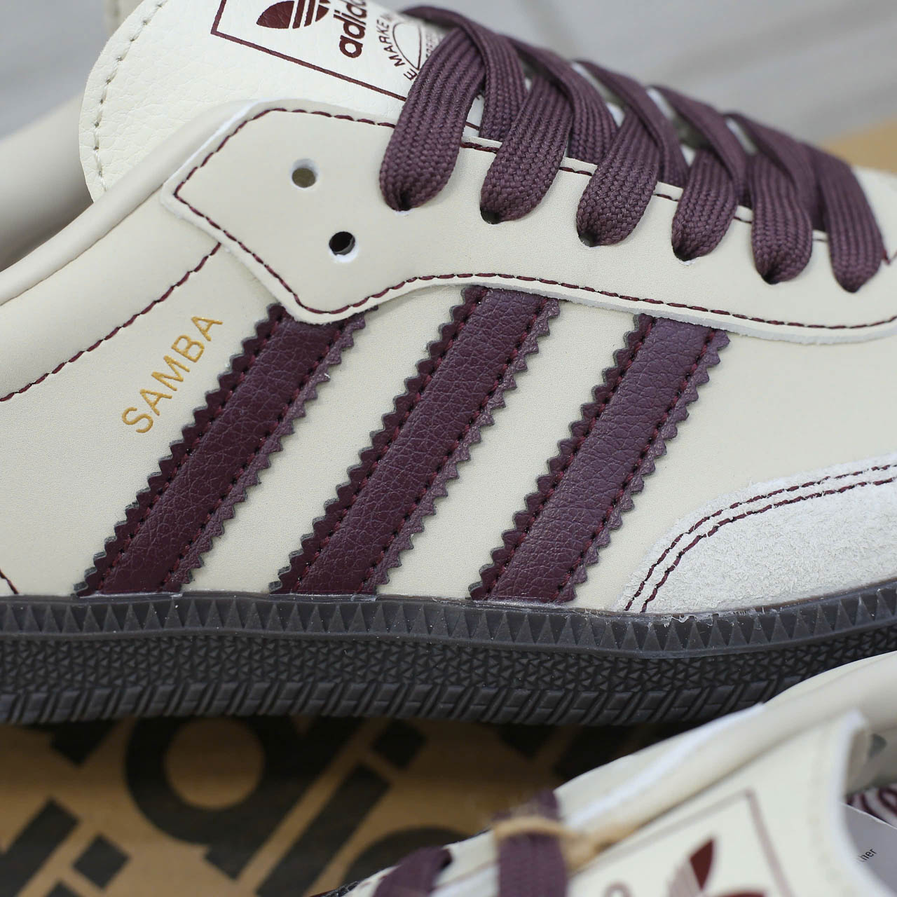 Giày Adidas Samba OG ‘Wonder White Maroon’ Chuẩn 95% Auth