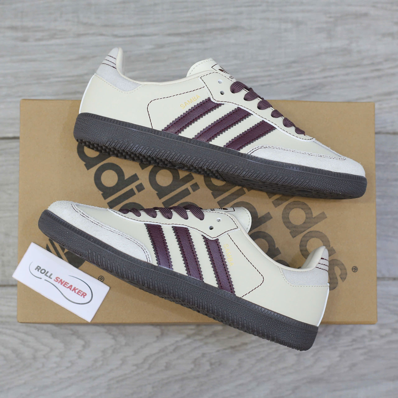 Giày Adidas Samba OG ‘Wonder White Maroon’ Chuẩn 95% Auth