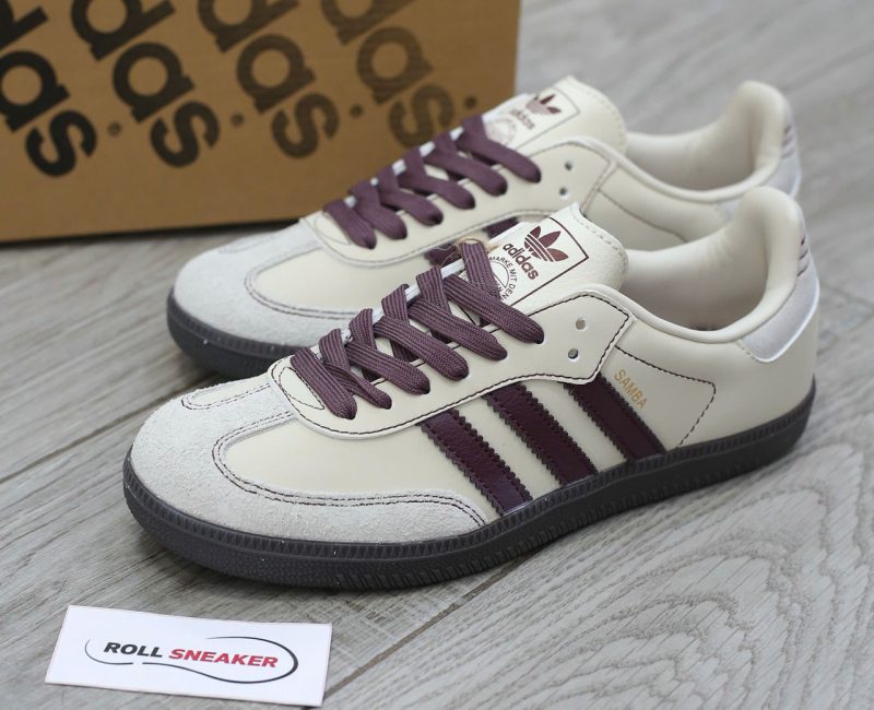 Giày Adidas Samba OG ‘Wonder White Maroon’ Chuẩn 95% Auth