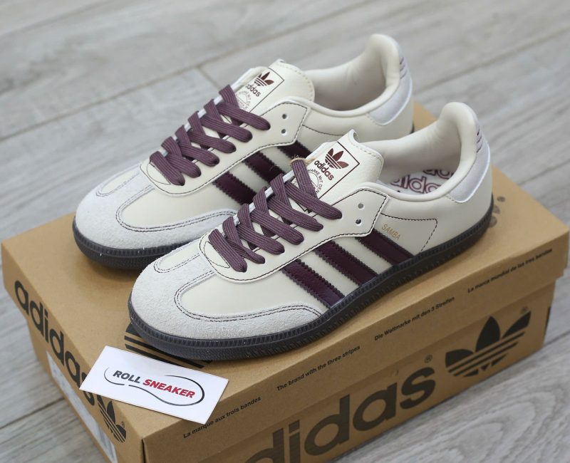 Giày Adidas Samba OG ‘Wonder White Maroon’ Chuẩn 95% Auth