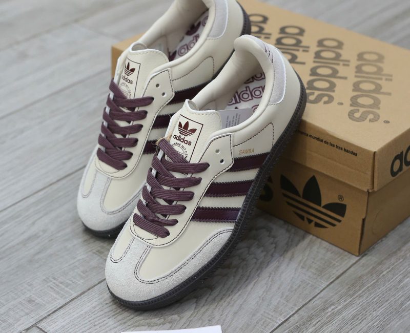 Giày Adidas Samba OG ‘Wonder White Maroon’ Chuẩn 95% Auth