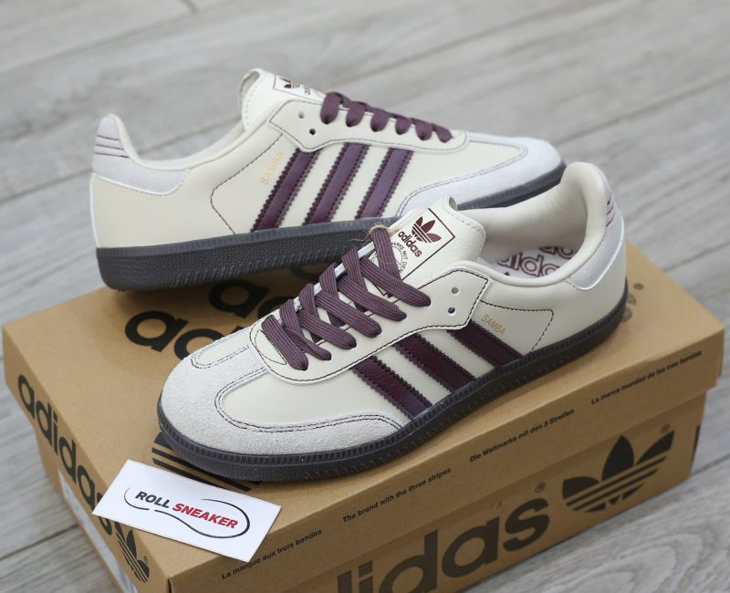 Giày Adidas Samba OG ‘Wonder White Maroon’ Chuẩn 95% Auth