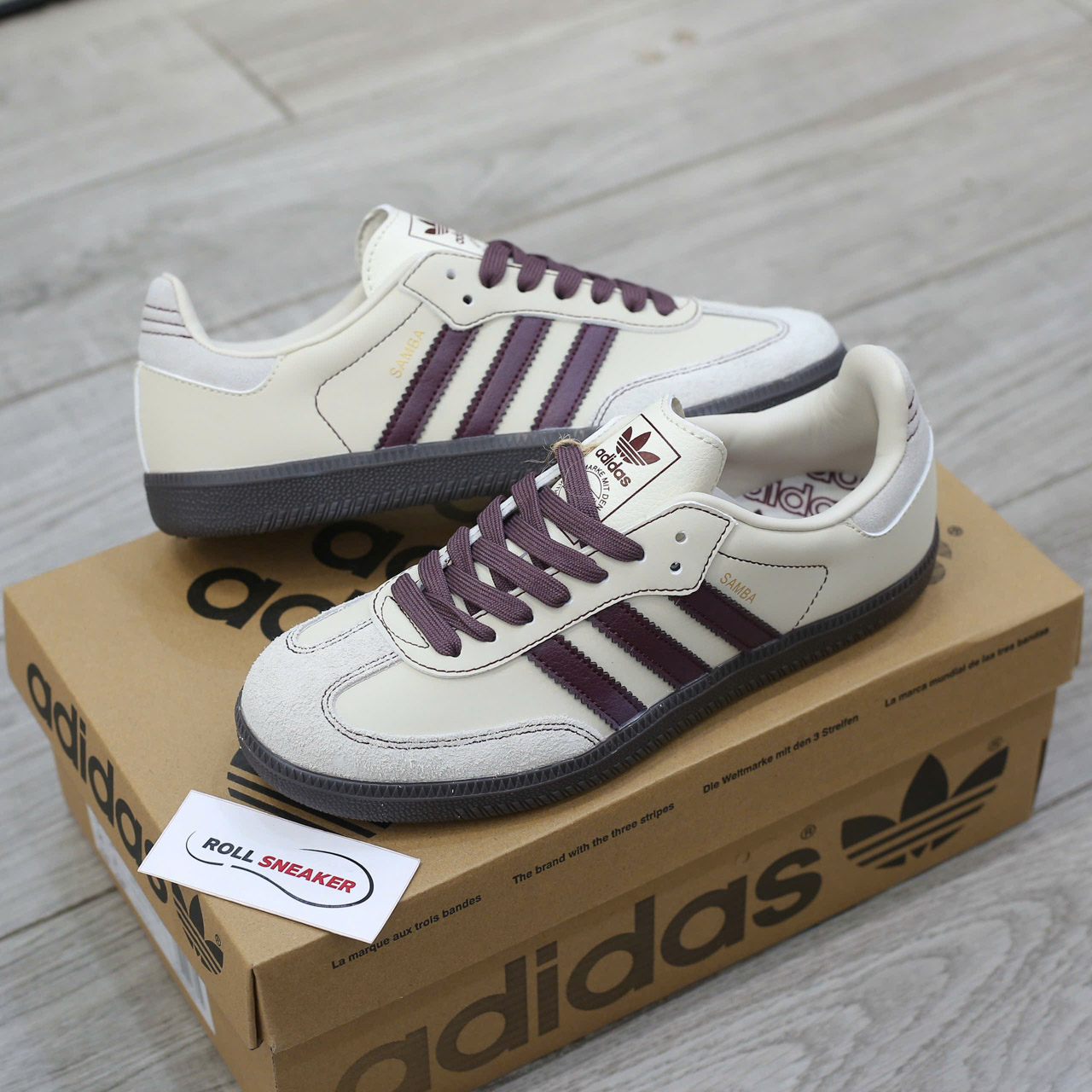 Giày Adidas Samba OG ‘Wonder White Maroon’ Chuẩn 95% Auth