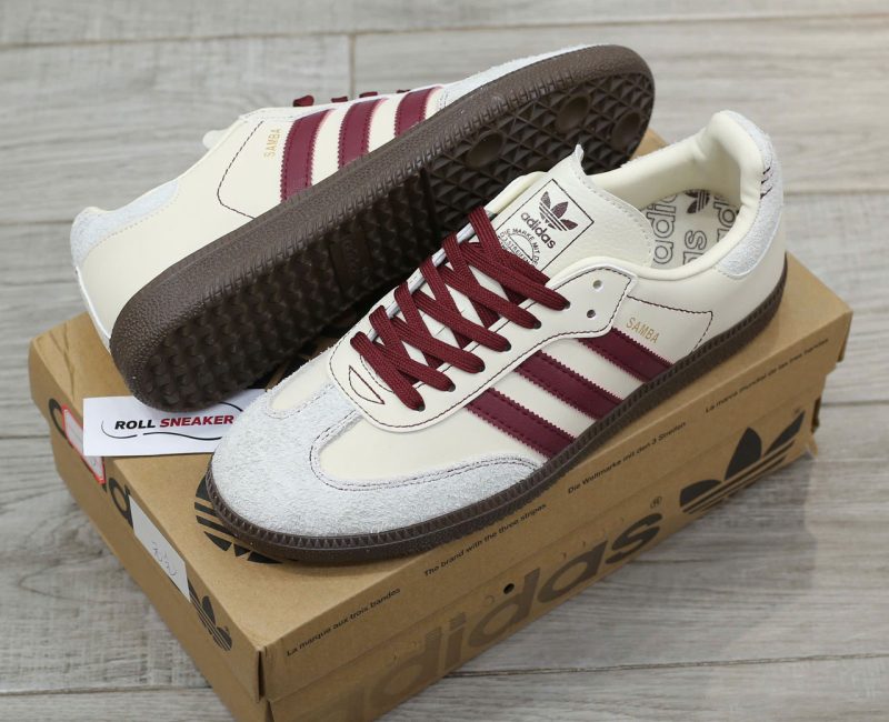 Giày Adidas Samba OG ‘Wonder White Maroon’ Chuẩn 99% Auth