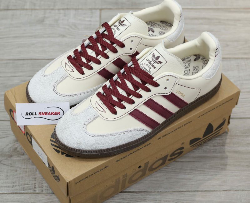 Giày Adidas Samba OG ‘Wonder White Maroon’ Chuẩn 99% Auth