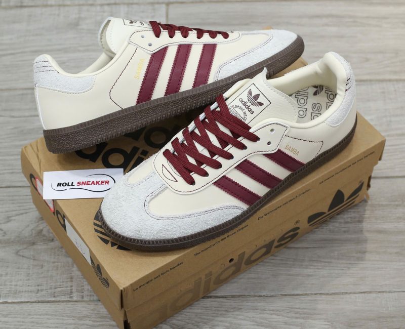 Giày Adidas Samba OG ‘Wonder White Maroon’ Chuẩn 99% Auth