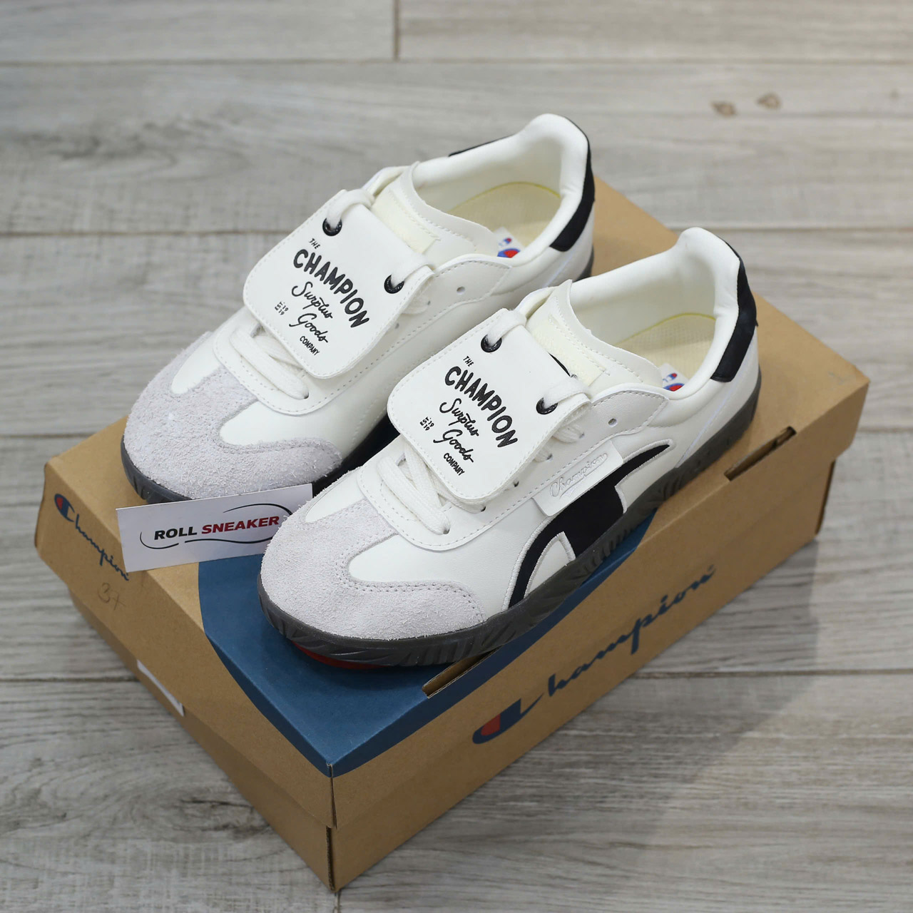 Giày Champion Essentials Champ T-Trainer Cream Black Chuẩn 95% Auth