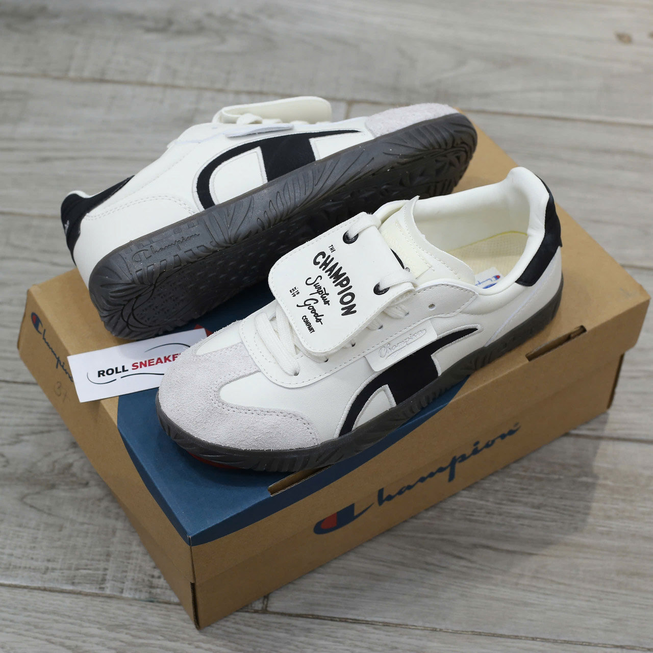 Giày Champion Essentials Champ T-Trainer Cream Black Chuẩn 95% Auth