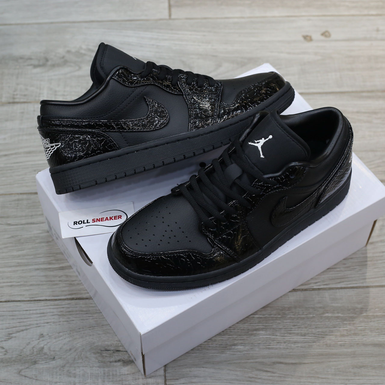 Giày Jordan 1 Low SE 'Patent Elephant Black' Best Quality