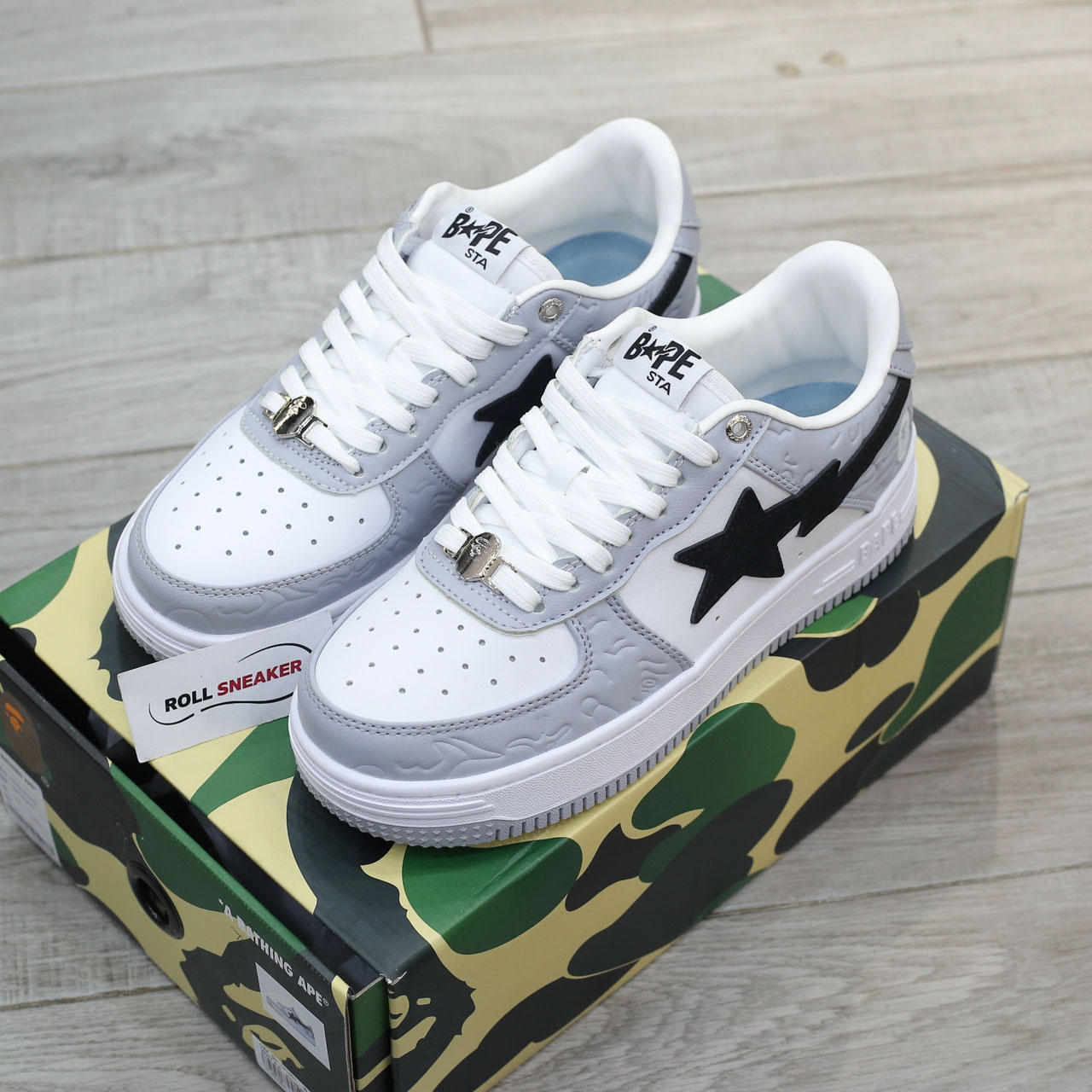 Giày A Bathing Ape Bape Sta Low Grey Black Best Quality