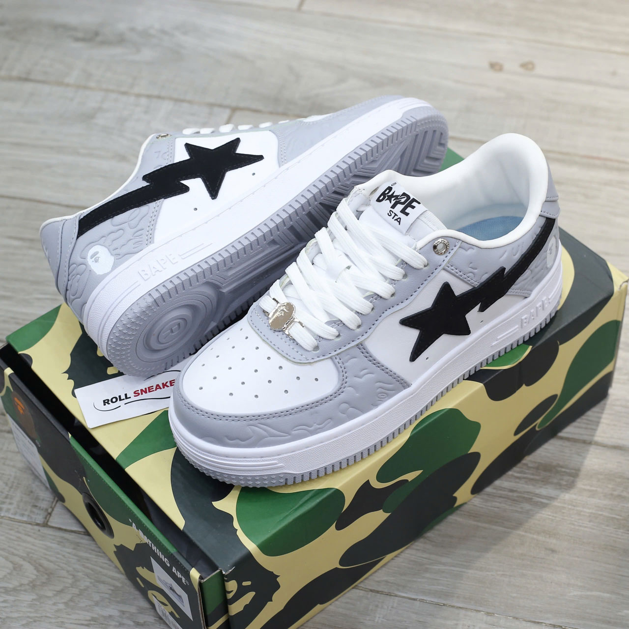 Giày A Bathing Ape Bape Sta Low Grey Black Best Quality